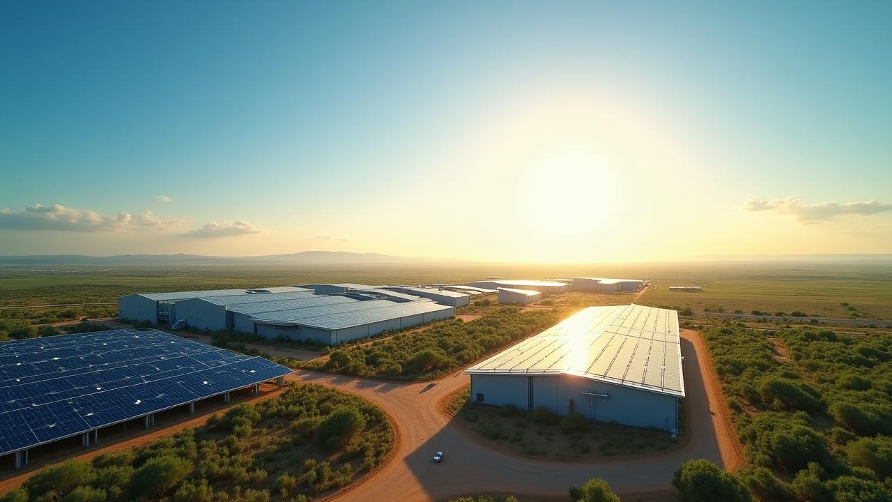 Instalación industrial moderna con cielo despejado